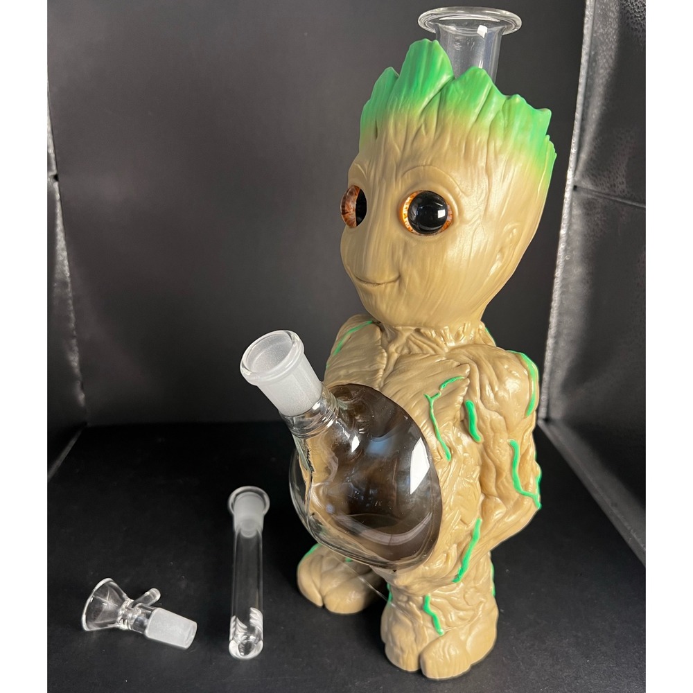 11" Groot Silicone Water Pipe Durable Glass Bowl Tobacco Smoking Bong - Picture 7 of 7
